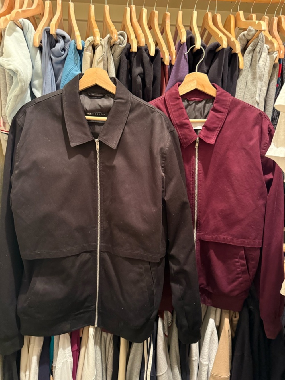 ASOS Bundle Zip Jacket in Black and Burgundy